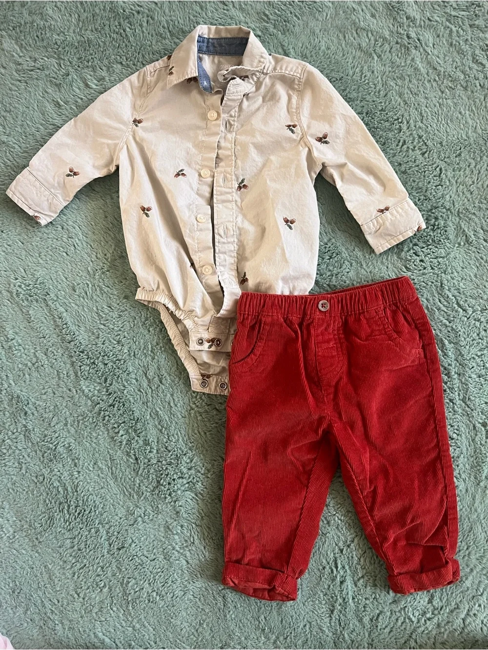 OshKosh B'gosh Acorn Infant Shirt Jacket w/ Rust Color Corduroys